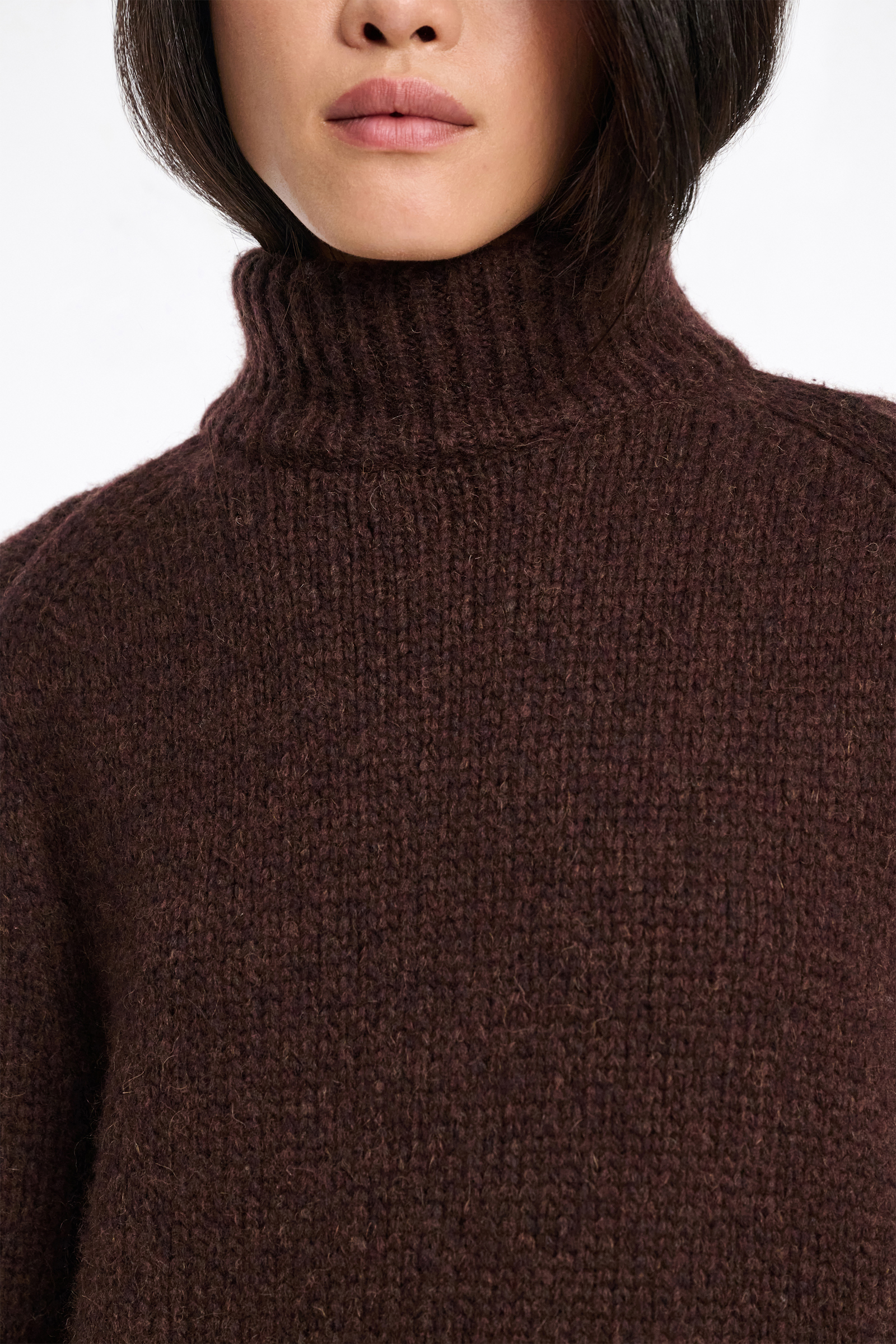 Dorothee Schumacher Rollkragenpullover aus Merino-Alpaka Garn dark chocolate