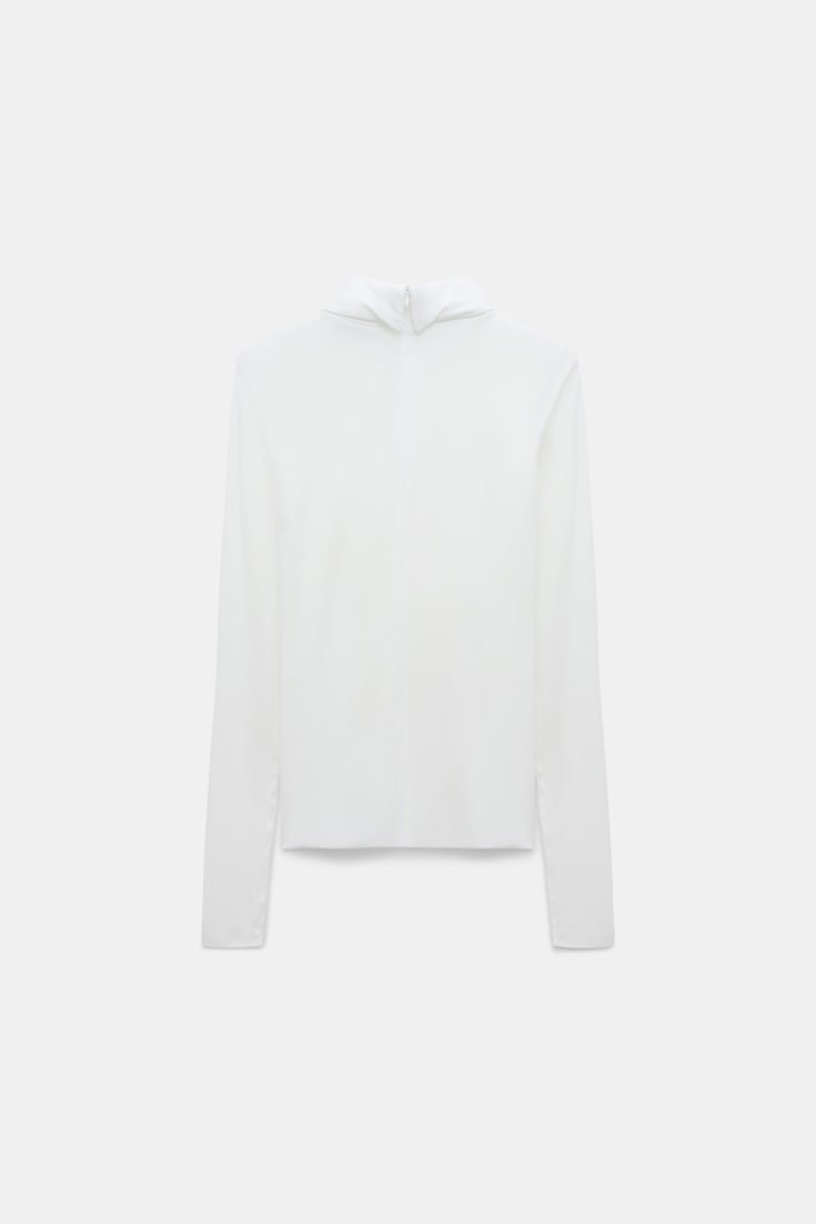 Dorothee Schumacher Technical jersey long sleeve turtleneck camellia white