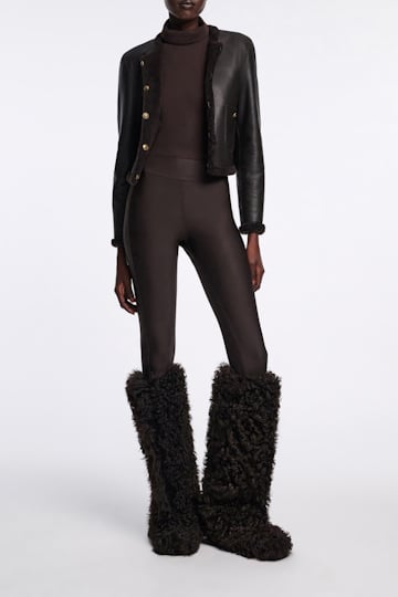 Dorothee Schumacher Technical jersey long sleeve turtleneck black chocolate
