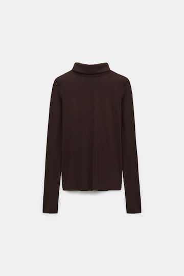 Dorothee Schumacher Technical jersey long sleeve turtleneck black chocolate