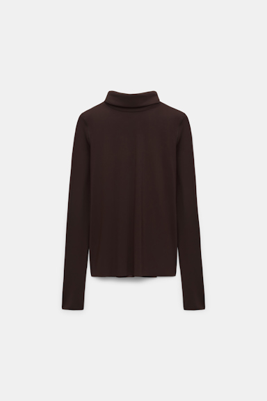 Dorothee Schumacher Longsleeve mit Rollkragen aus leichtem, technischem Jersey black chocolate