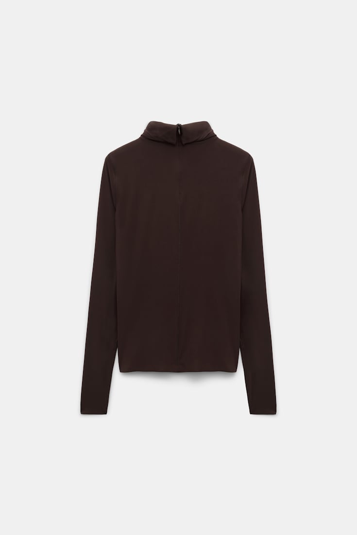 Dorothee Schumacher Longsleeve mit Rollkragen aus leichtem, technischem Jersey black chocolate