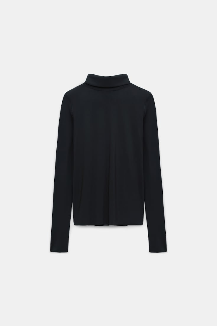 Dorothee Schumacher Longsleeve mit Rollkragen aus leichtem, technischem Jersey pure black