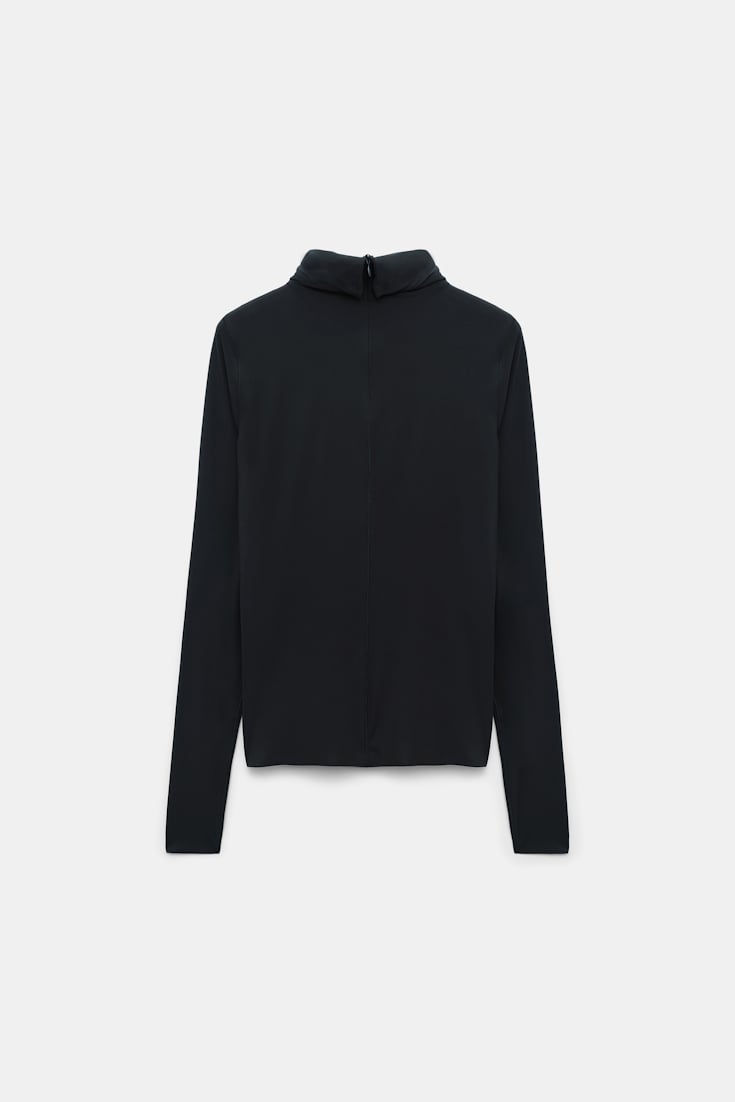 Dorothee Schumacher Longsleeve mit Rollkragen aus leichtem, technischem Jersey pure black