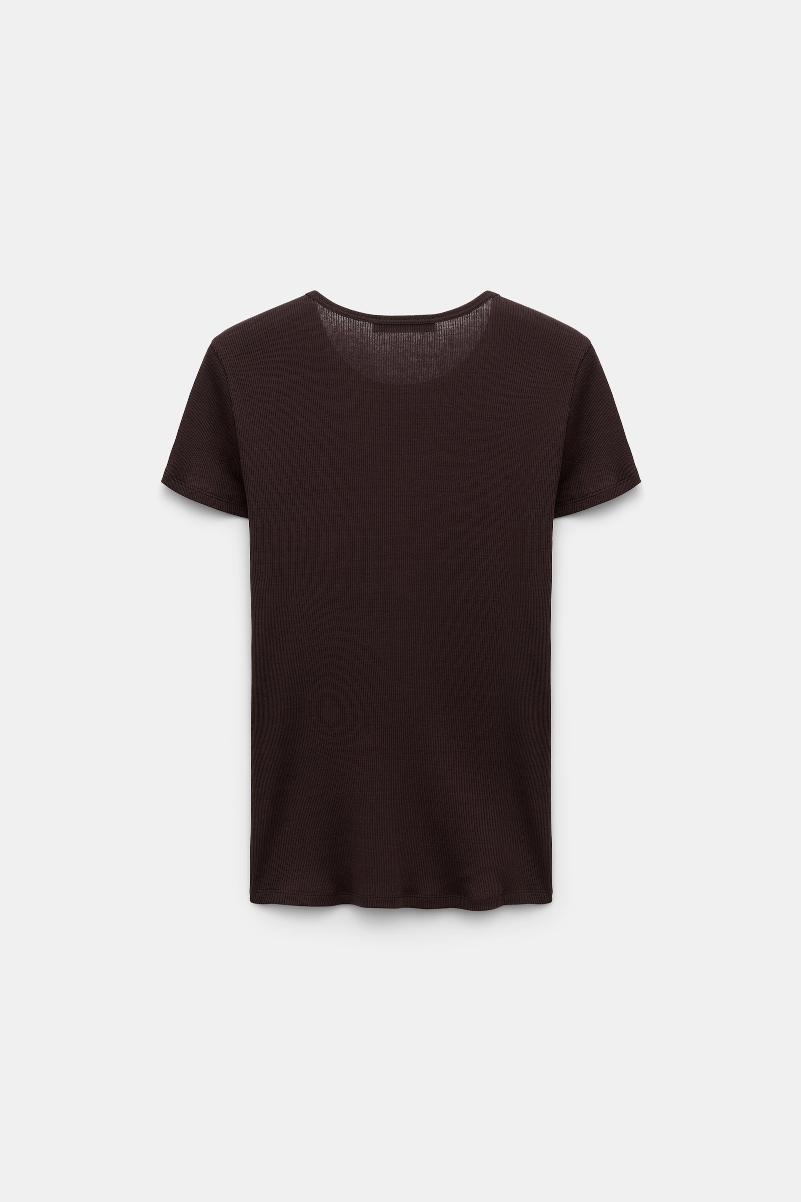 Dorothee Schumacher Button-down top in luxurious rib knit chocolate