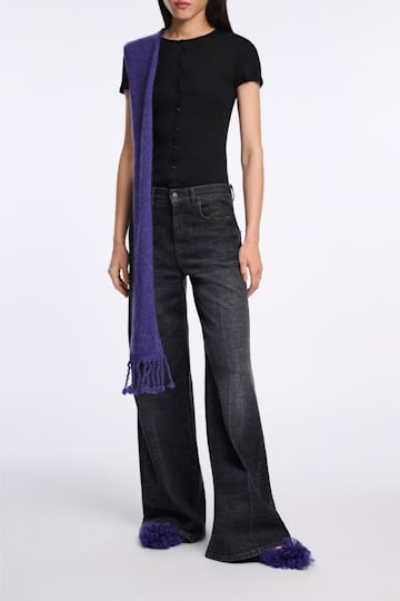 Dorothee Schumacher Button-down top in luxurious rib knit pure black