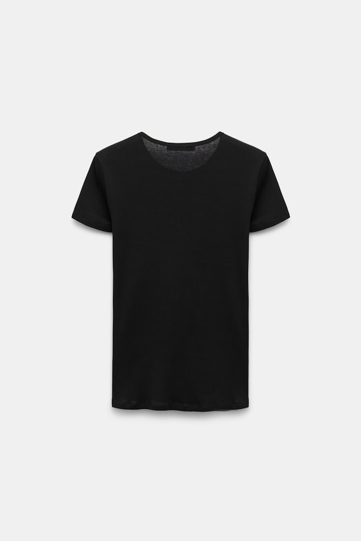 Dorothee Schumacher Button-down top in luxurious rib knit pure black