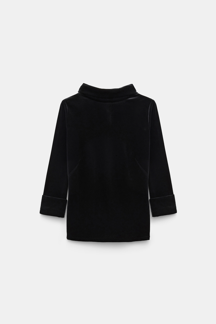 Dorothee Schumacher Rollkragentop aus Stretch-Samt pure black