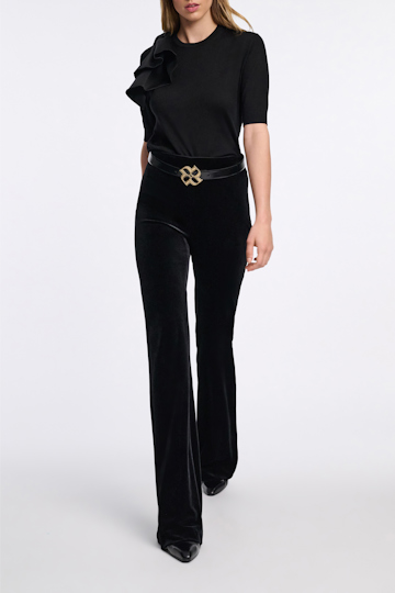 Dorothee Schumacher Hose aus Stretch-Samt pure black