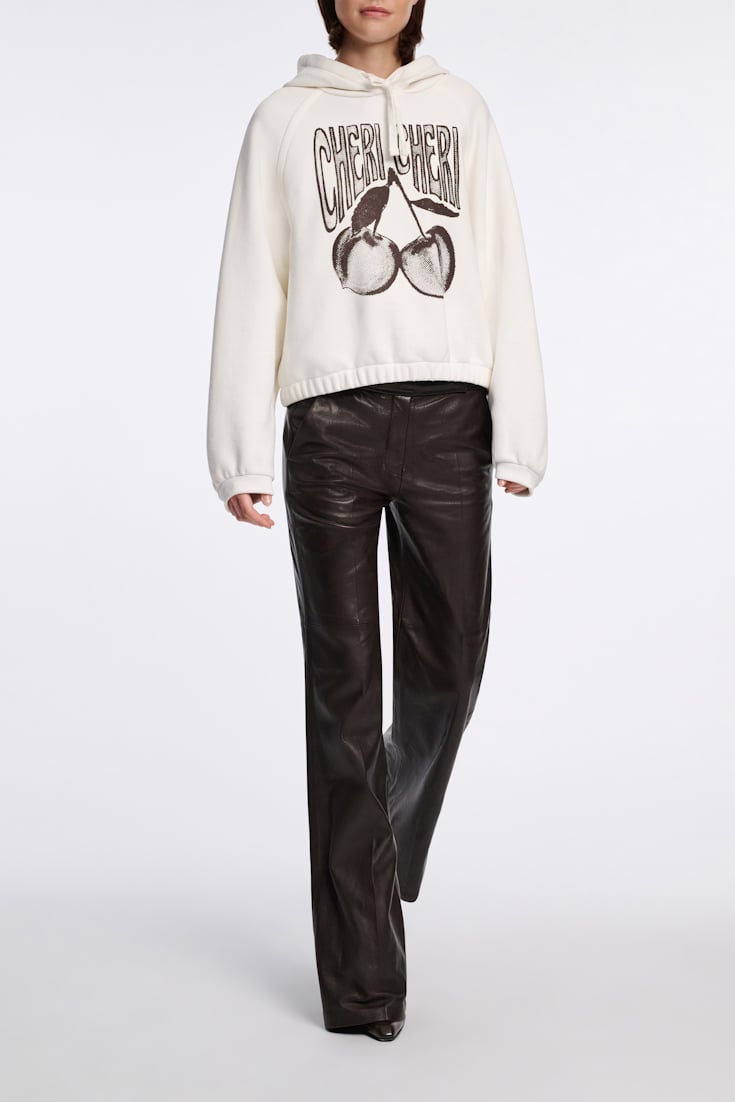 Dorothee Schumacher Felpa hoodie with "CHERI CHERI" print camellia white