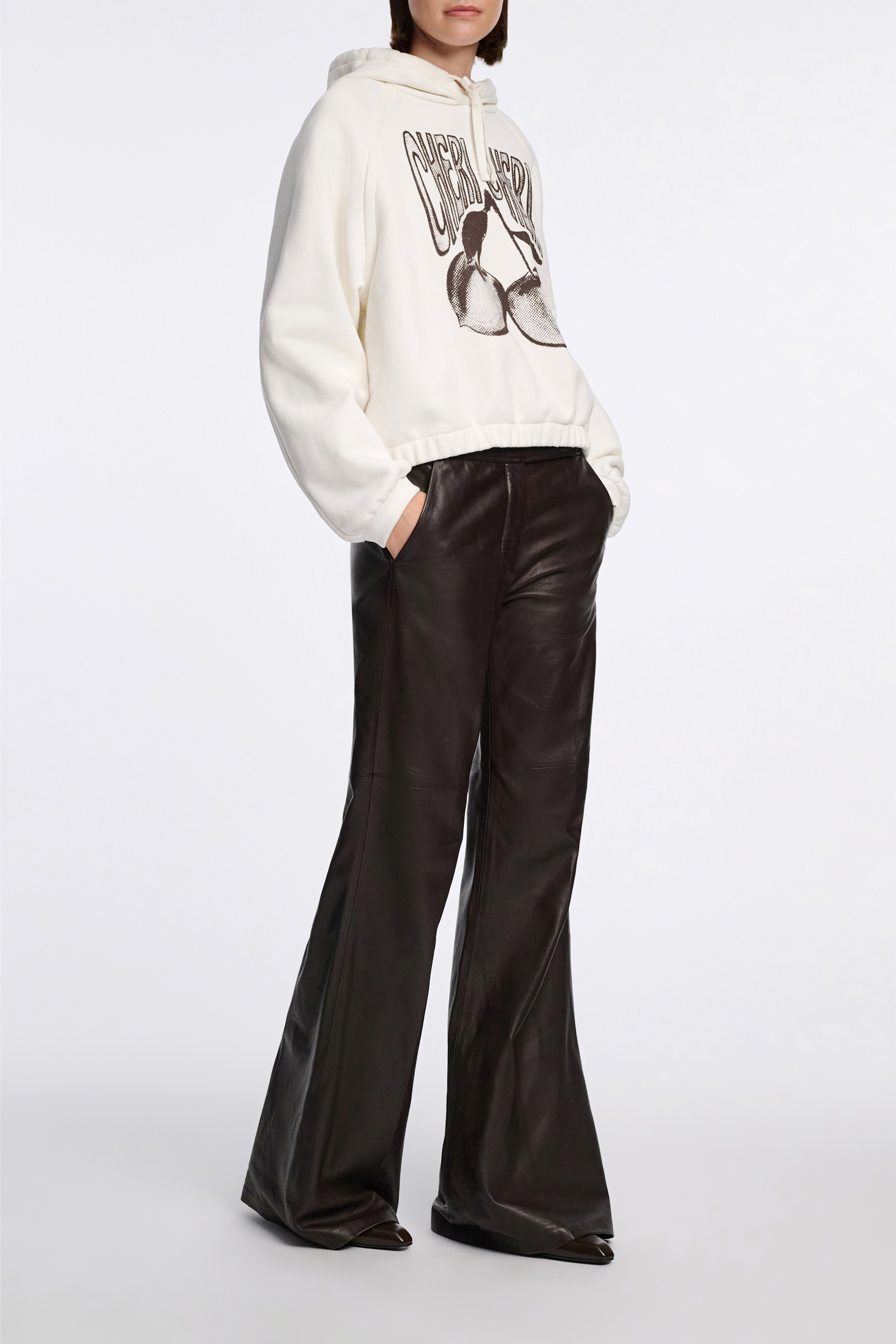 Dorothee Schumacher Felpa hoodie with "CHERI CHERI" print camellia white