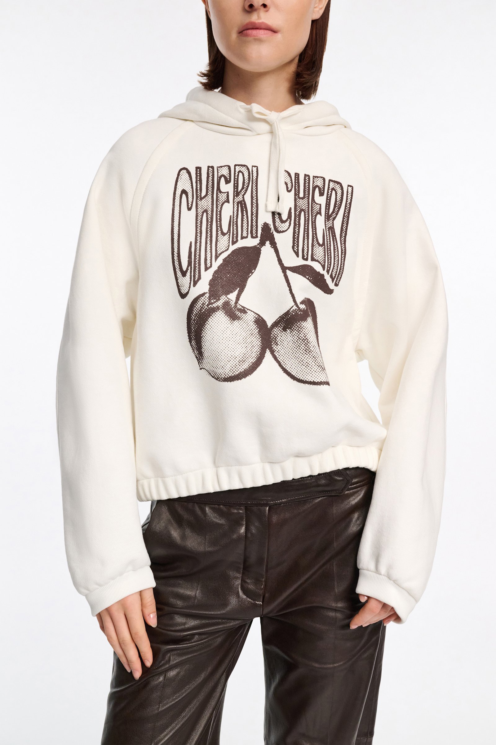Dorothee Schumacher Felpa hoodie with "CHERI CHERI" print camellia white