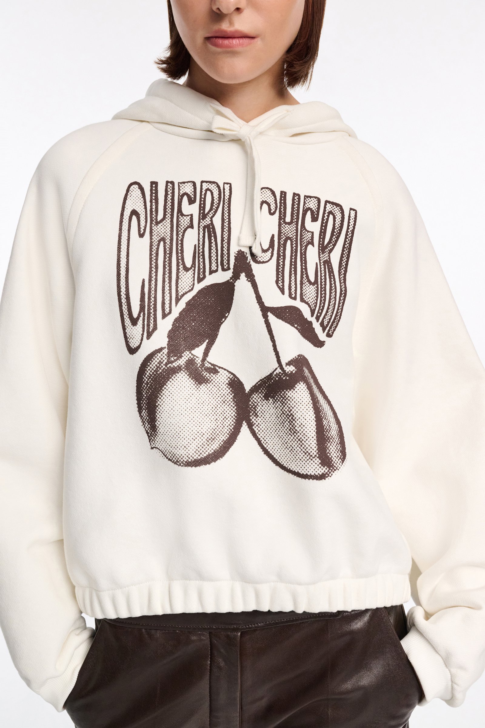 Dorothee Schumacher Felpa hoodie with "CHERI CHERI" print camellia white