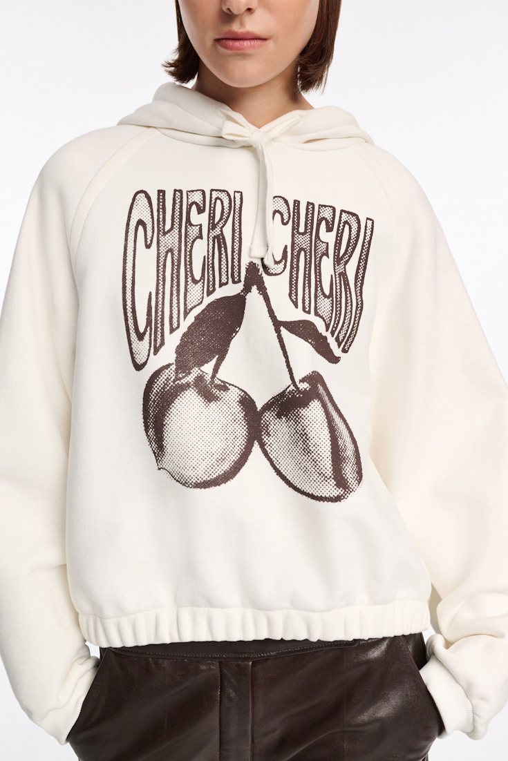 Dorothee Schumacher Felpa hoodie with "CHERI CHERI" print camellia white