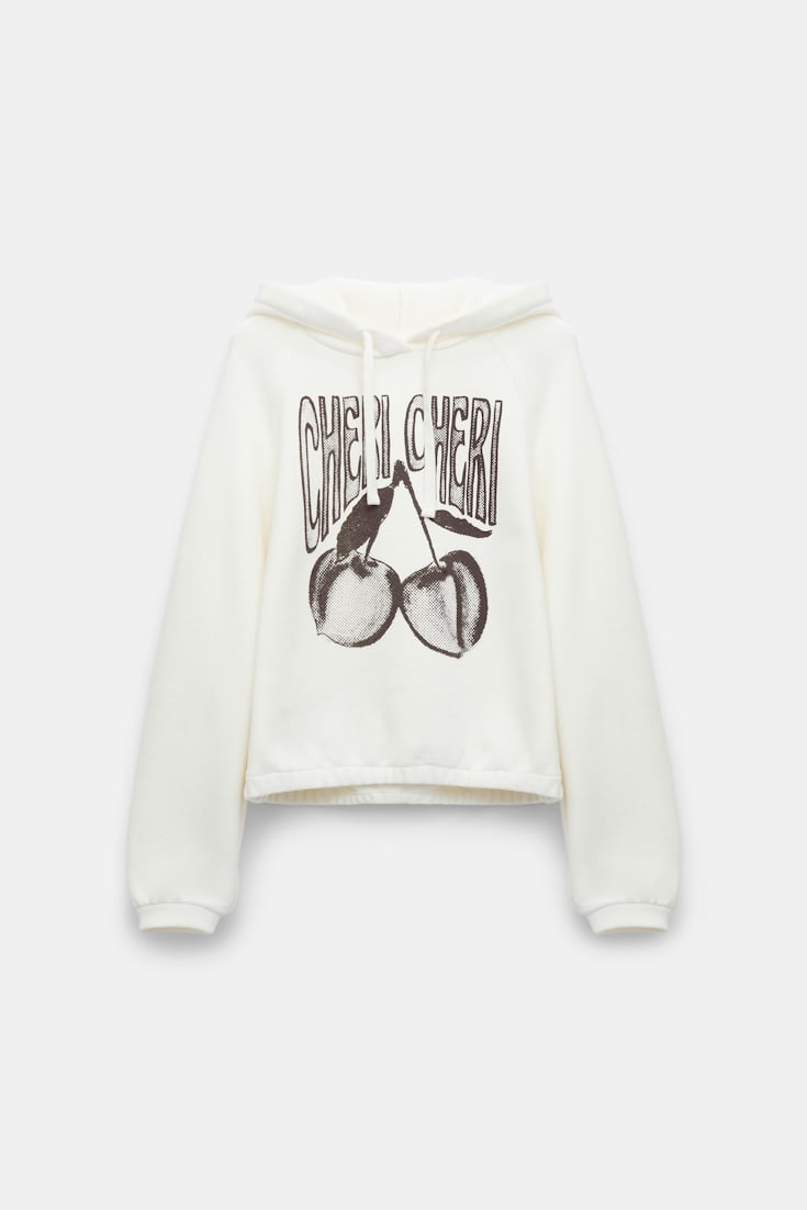 Dorothee Schumacher Felpa hoodie with "CHERI CHERI" print camellia white