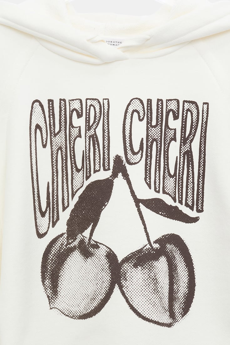 Dorothee Schumacher Felpa hoodie with "CHERI CHERI" print camellia white