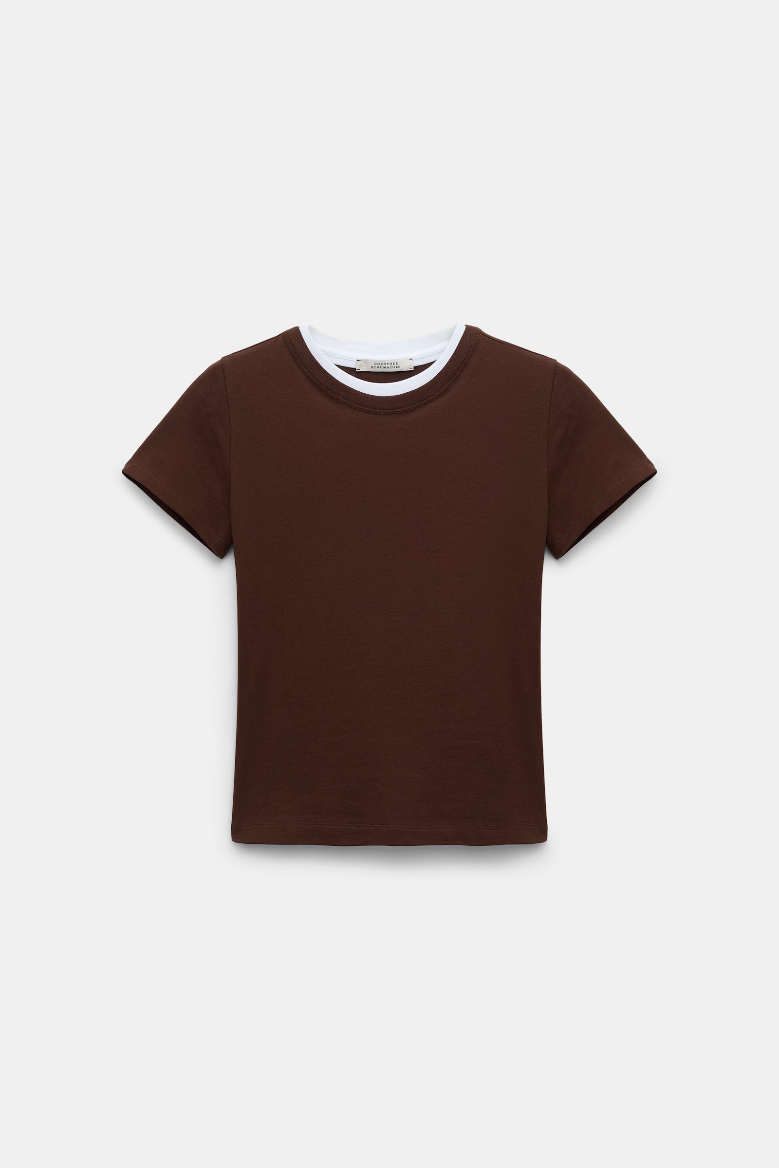 Dorothee Schumacher Rundhalsshirt mit gedoppeltem Kragen chocolate