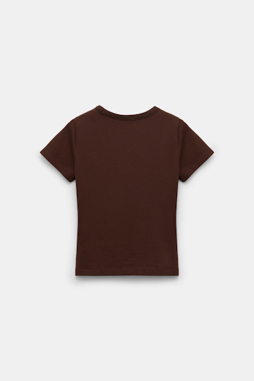 Dorothee Schumacher T-shirt with double layer neckline chocolate