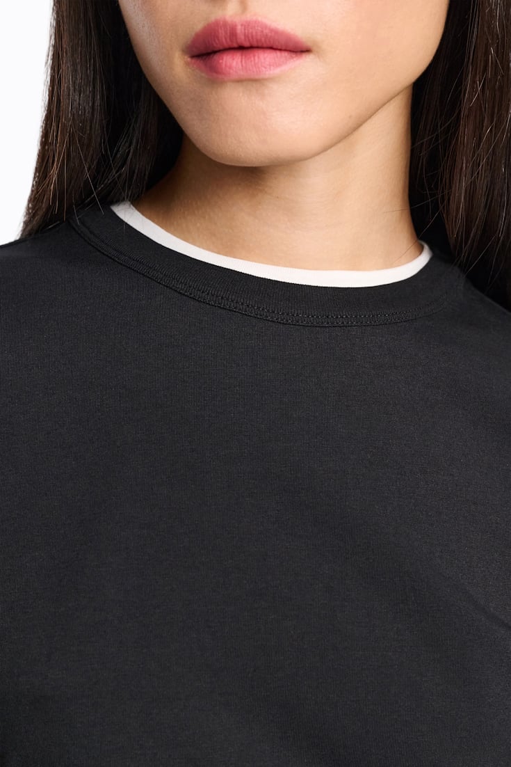 Dorothee Schumacher T-shirt with double layer neckline pure black