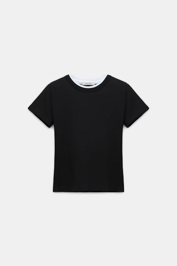 Dorothee Schumacher T-shirt with double layer neckline pure black