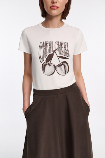 Dorothee Schumacher T-shirt with "CHERI CHERI" print camellia white