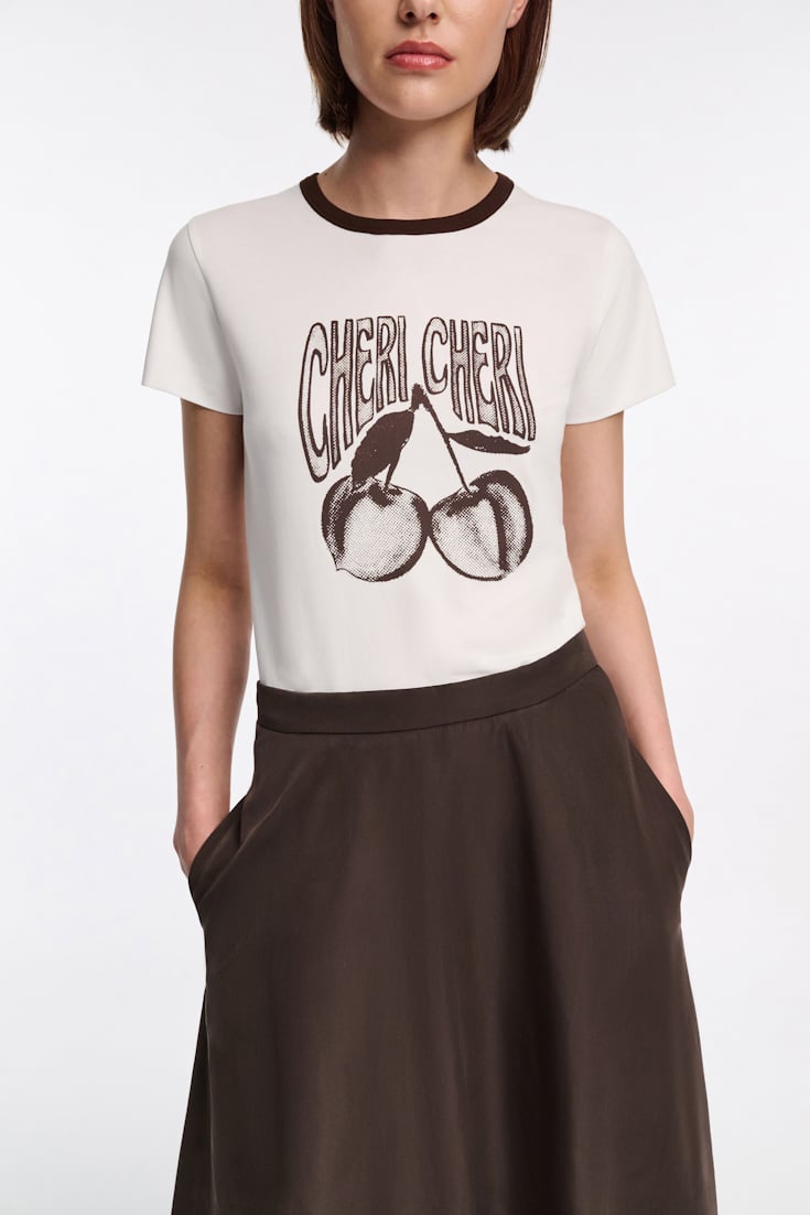Dorothee Schumacher T-shirt with "CHERI CHERI" print camellia white
