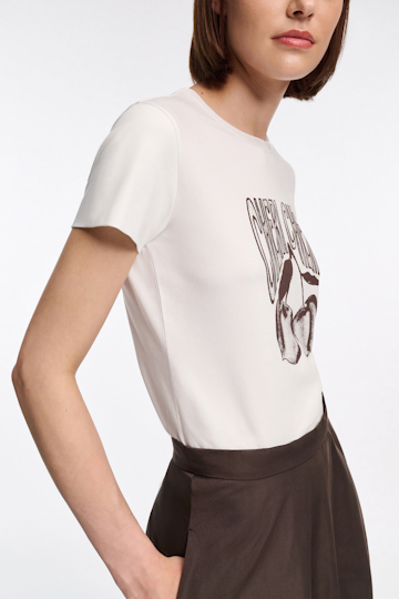 Dorothee Schumacher T-shirt with "CHERI CHERI" print camellia white