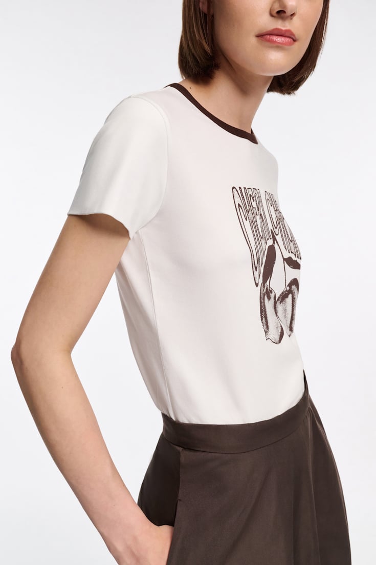 Dorothee Schumacher T-shirt with "CHERI CHERI" print camellia white
