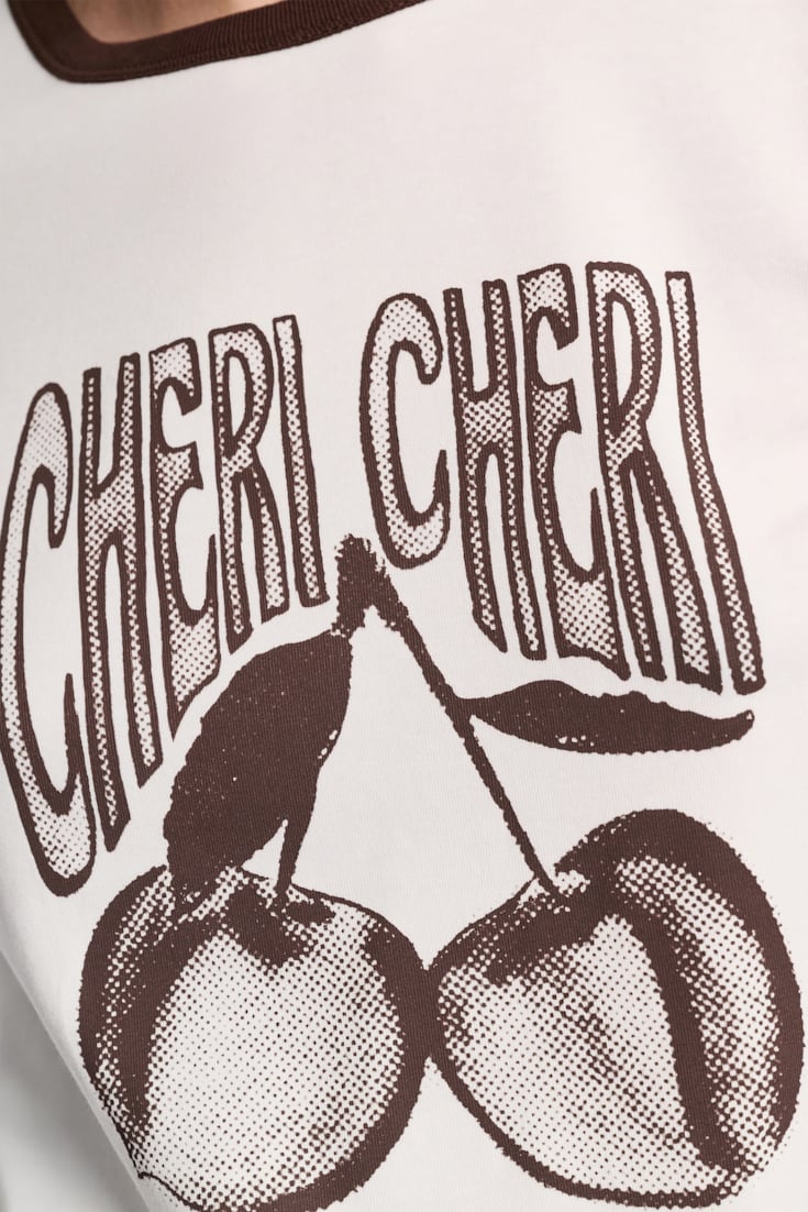 Dorothee Schumacher T-shirt with "CHERI CHERI" print camellia white