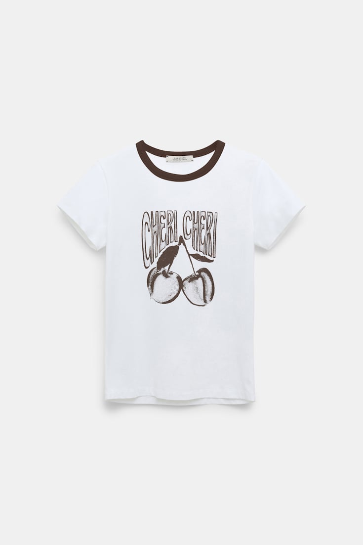 Dorothee Schumacher T-shirt with "CHERI CHERI" print camellia white