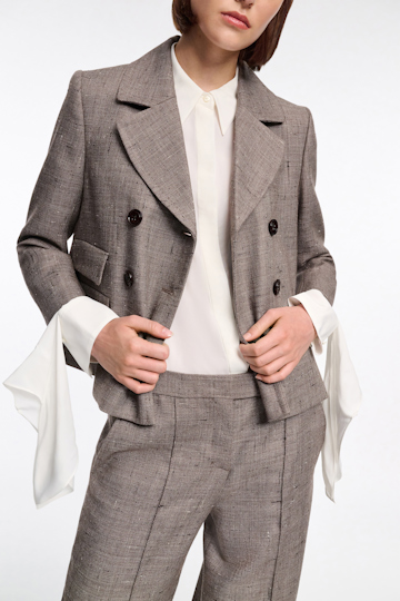 Dorothee Schumacher Boxy blazer in virgin wool pepper & chocolate