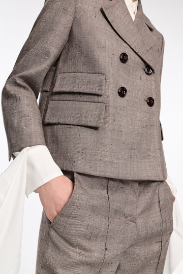 Dorothee Schumacher Boxy blazer in virgin wool pepper & chocolate