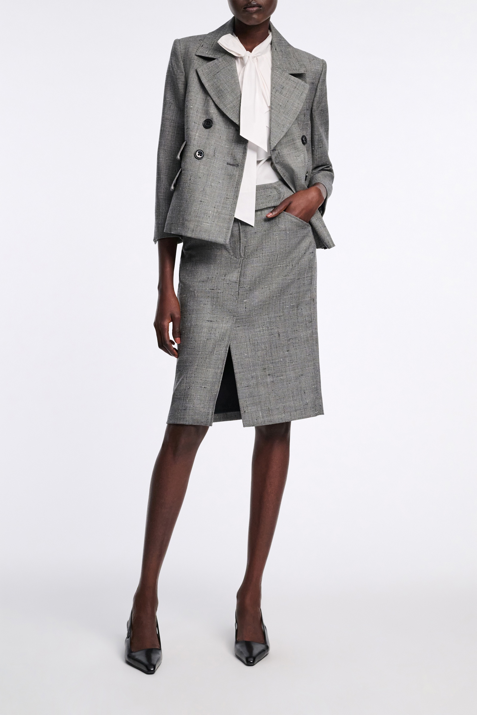 Dorothee Schumacher Boxy blazer in virgin wool pepper & salt