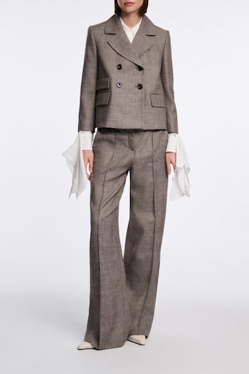 Dorothee Schumacher Wide leg pants in virgin wool pepper & chocoloate