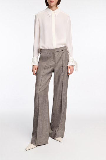 Dorothee Schumacher Wide leg pants in virgin wool pepper & chocolate