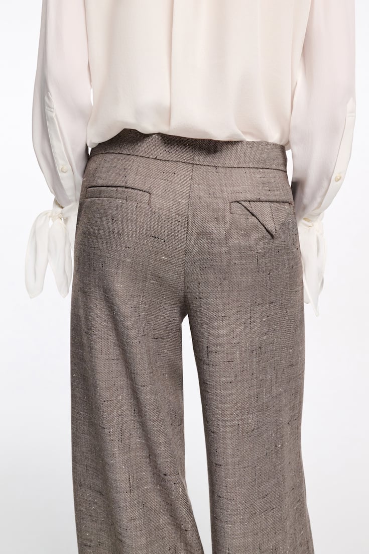Dorothee Schumacher Wide leg pants in virgin wool pepper & chocoloate