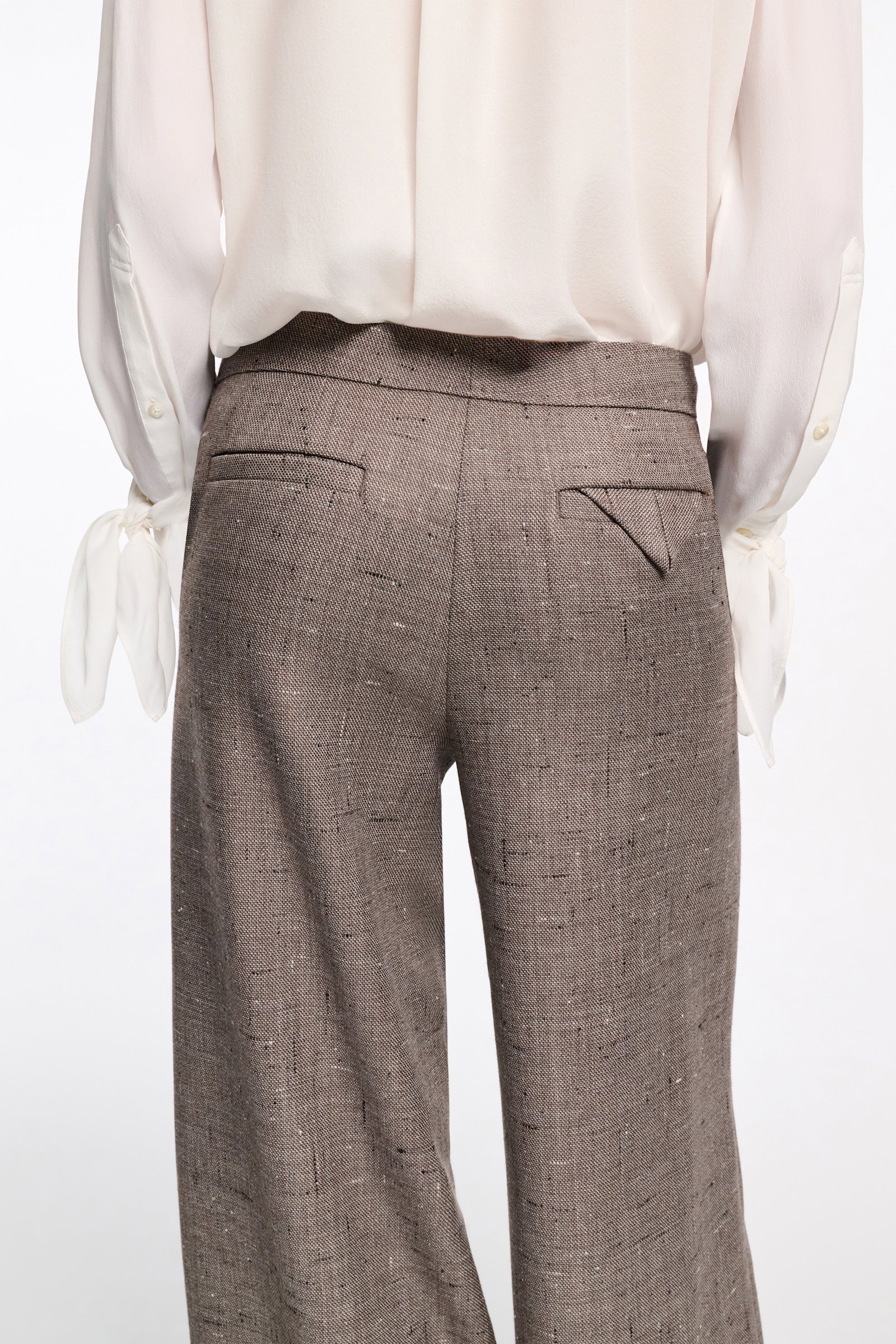 Dorothee Schumacher Wide leg pants in virgin wool pepper & chocoloate