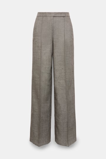 Dorothee Schumacher Wide leg pants in virgin wool pepper & chocoloate
