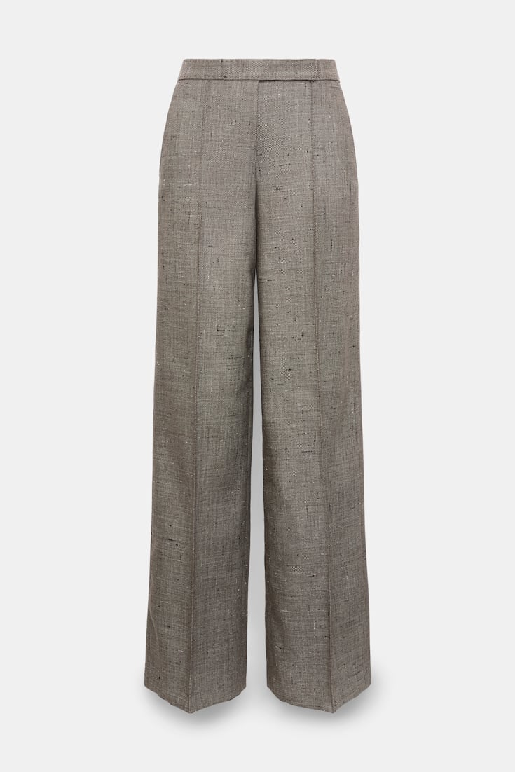 Dorothee Schumacher Wide leg pants in virgin wool pepper & chocoloate