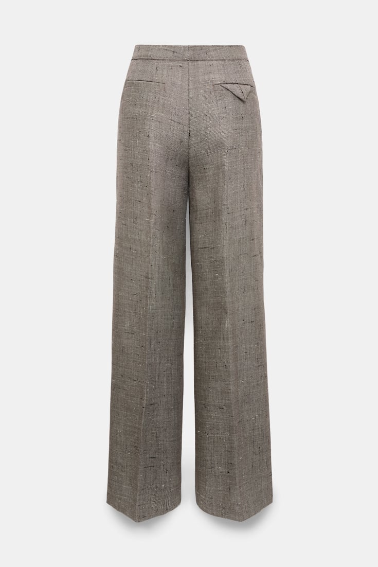 Dorothee Schumacher Wide leg pants in virgin wool pepper & chocoloate