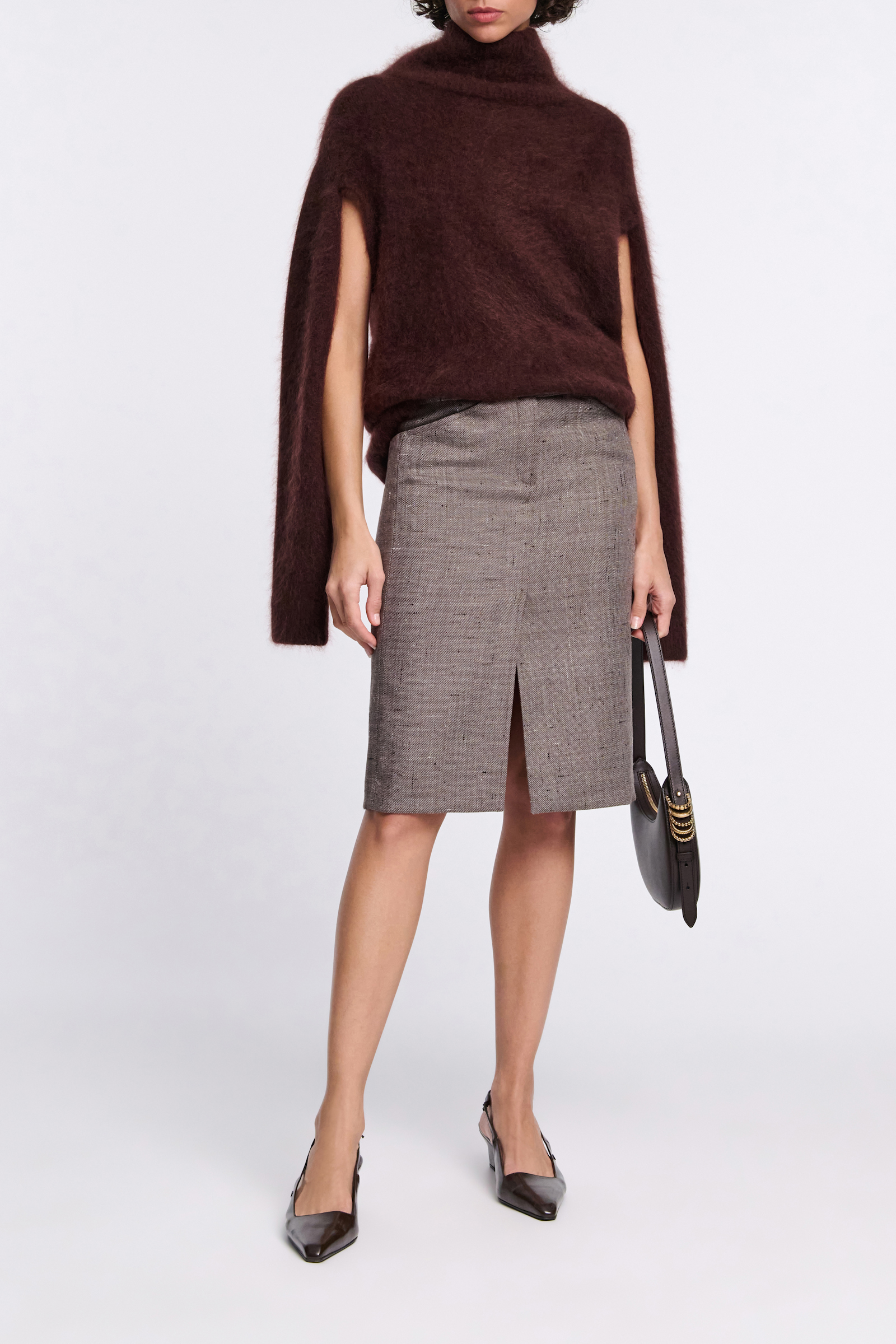 Dorothee Schumacher Pencil skirt in virgin wool pepper & chocoloate