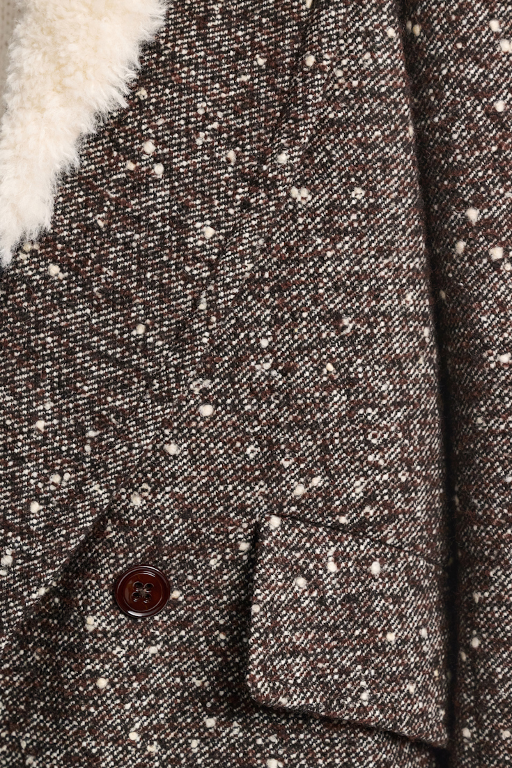 Dorothee Schumacher Mantel mit abnehmbarem Fake Fur Kragen chocolate tweed