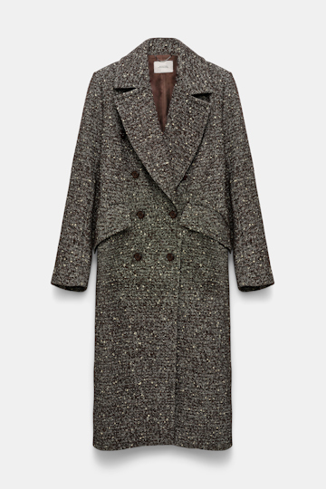 Dorothee Schumacher Wool-mix coat with removable faux fur collar chocolate tweed