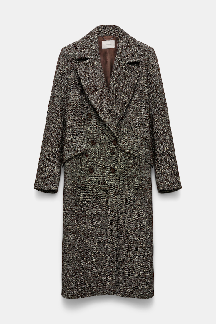 Dorothee Schumacher Mantel mit abnehmbarem Fake Fur Kragen chocolate tweed