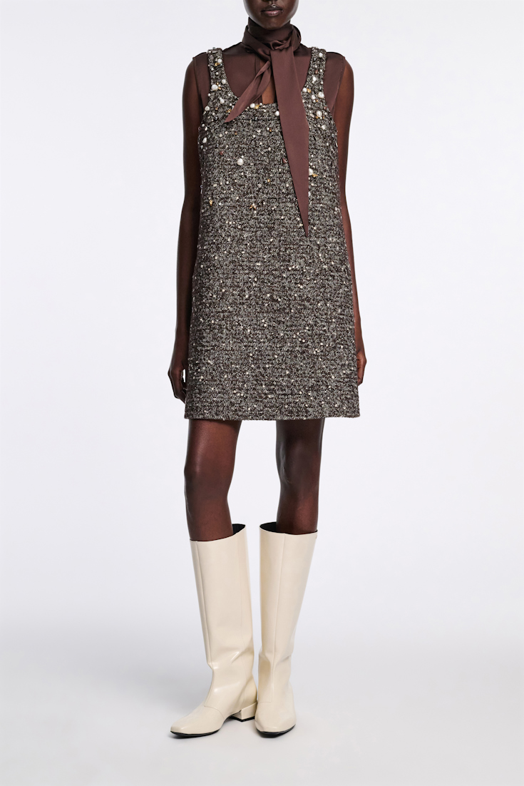 Dorothee Schumacher Handbesticktes Shift Dress chocolate tweed