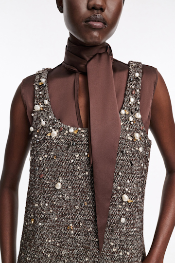 Dorothee Schumacher Embellished A-line dress chocolate tweed