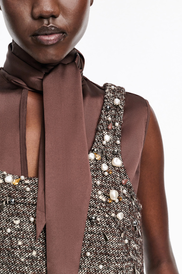 Dorothee Schumacher Embellished A-line dress chocolate tweed