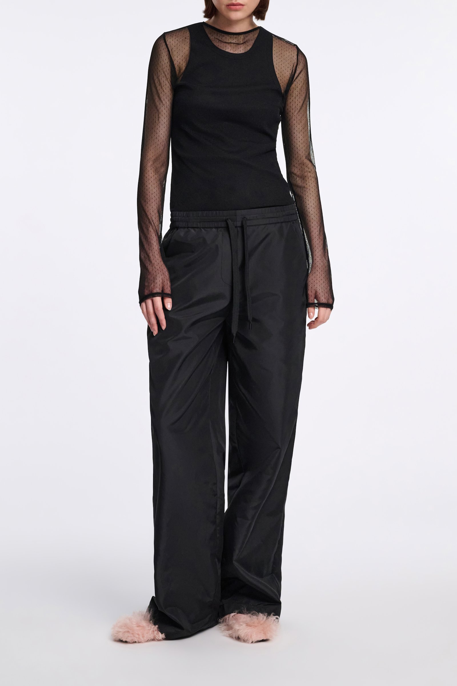 Dorothee Schumacher Polka dot stretch tulle top black ecru