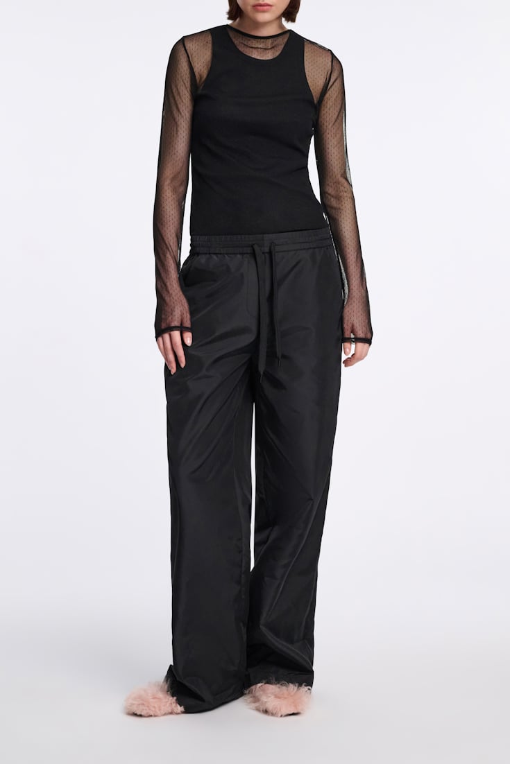 Dorothee Schumacher Polka dot stretch tulle top black ecru
