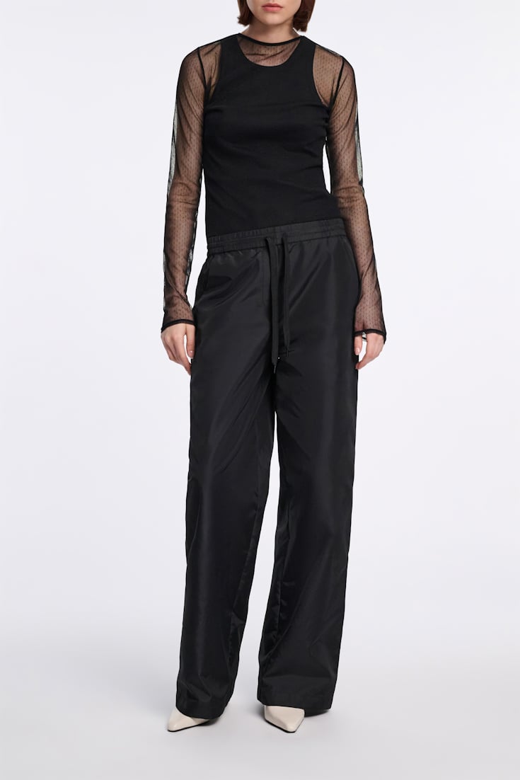 Dorothee Schumacher Polka dot stretch tulle top black ecru